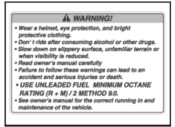 Position of the Adhesive Warning Labels