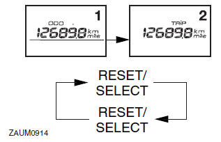 Odometer and tripmeter modes